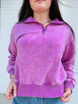 Half Zip Pullover- Acid,clothing,fall clothes,outerwear,pink pullover,pullover,Scooba,Scuba,Tops-Ace of Grace Women's Boutique