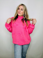 Pink High Neck Star Sweater