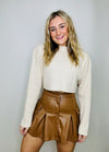 Faux Leather Mini Skirt- FALL, fall clothes, fall skirt, fall transition, leather skirt, skirt-Ace of Grace Women's Boutique