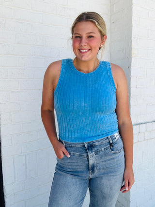 Ribbed Summer Tank Top- athletic tank,beach,BEACH OUTFIT,blue tank,BLUE TANK TOP,clothing,CROPPED TANK,CROPPED TANK TOP,PINK TANK TOP,RIBBED TANK,RIBBED TANK TOP,Sale,summer tank,tank,tank top,Tops-Ace of Grace Women's Boutique