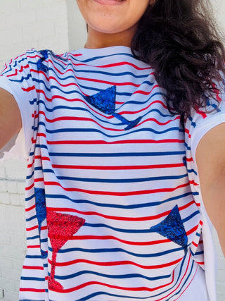 Striped Sequin Margarita Top- 4th of july,July,July 4,July 4th,Margaritas,oversized,OVERSIZED TEE,OVERSIZED TOP,patriotic,Seasonal,SEQUIN,Tops-Ace of Grace Women's Boutique