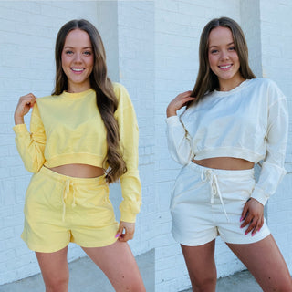 Long Sleeve Lounge Set | 2 colors- clothing, CREAM, Loungewear, Sets, YELLOW-Ace of Grace Women's Boutique