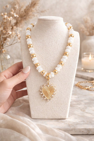 MADELYNN GRACE Luxe Love Beaded Necklace- beaded,BEADED NECKLACE,HEART,HEART NECKLACE,Jewelry,MadelynnGrace,NECKLACE-Ace of Grace Women's Boutique