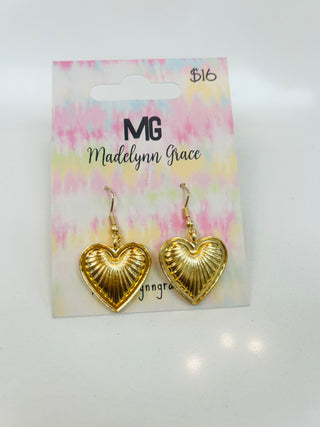 Madelynn Grace Heart Lover Gold Earring- GOLD, HEART EARRINGS, Jewelry, MadelynnGrace, Seasonal-Ace of Grace Women's Boutique