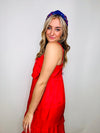 Iridescent Bow Mini Dress- dress, flowy dress, mini dress, RED, red dress, tiered dress-Ace of Grace Women's Boutique