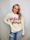 Witches Please Embroidery Sweater- HALLOWEEN, halloween shirt, knit sweater, SWEATER.-Ace of Grace Women's Boutique