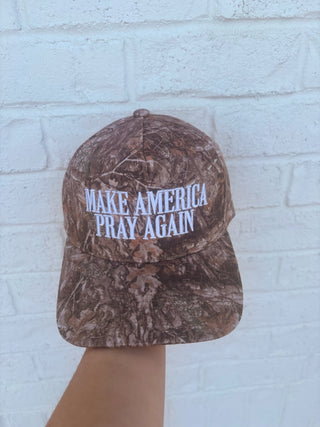 MAKE AMERICA PRAY AGAIN Trucker Hat- Accessories,camo,camo hat,hair accessory,HAT,hats,Pink hat,trucker,trucker hat,trucker hats-Ace of Grace Women's Boutique