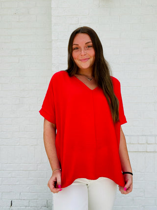 V-Neck Dolman Top- Curvy, Perfect for work, Tops, work, WORK SHIRT, WORK TOP, WOVEN, WOVEN TOP-Ace of Grace Women's Boutique