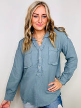 Classic Gauze Button Up Long Sleeve Top || 2 Colors