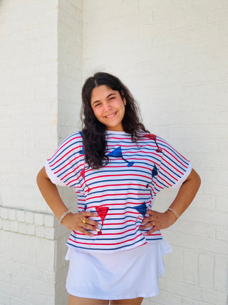 Striped Sequin Margarita Top- 4th of july,July,July 4,July 4th,Margaritas,oversized,OVERSIZED TEE,OVERSIZED TOP,patriotic,Seasonal,SEQUIN,Tops-Ace of Grace Women's Boutique