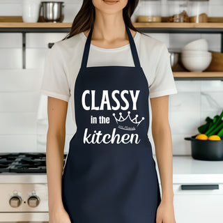 CLASSY Aprons • Miranda- Accessories, Apron, Classy, Cooking, Corn dip, Kitchen, Miranda, Stay classy-Classy in the Kitchen-Navy-Ace of Grace Women's Boutique