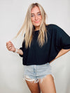 Oversized Dropped Shoulder Tee- basic, basic top, black top, drop shoulder, DROP SHOULDER TOP, green top, pink top, SOFT TEE, soft top, TEE, TOP-Black-S-Ace of Grace Women's Boutique