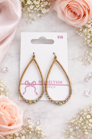 MADELYNN GRACE Golden Hour Teardrop Earrings- EARRINGS,Fun earrings,Fun jewelry,GOLD,gold earrings,iridescent,Iridescent earrings,Jewelry,Madelynn,MadelynnGrace,Teardrop earrings-Ace of Grace Women's Boutique