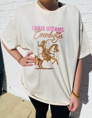 Chasing Dreams Not Cowboys Tee- blue graphic tee,clothing,Curvy,graphic,Tops-Ace of Grace Women's Boutique
