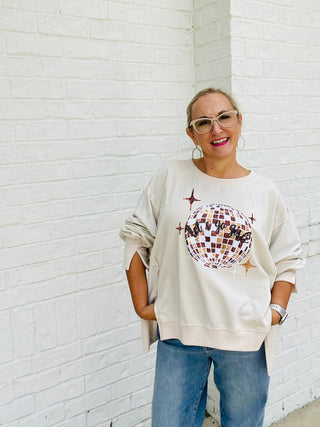 Let’s Go Girls Oversized Pullover- clothing,DISCO,Lets go girls,oversized,oversized sweatshirt,OVERSIZED TEE,OVERSIZED TOP,Tops-Ace of Grace Women's Boutique