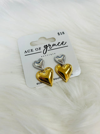 The Kenley Heart Earrings- Accessories, earring, EARRINGS, HEART EARRINGS, Jewelry-Ace of Grace Women's Boutique