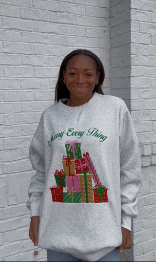 Merry Everything Embroidered Sweatshirt- CHRISTMAS,CHRISTMAS CHEER,CHRISTMAS SHIRT,christmas sweatshirt,Christmas tee,christmas top,clothing,comfy sweatshirt,MERRY CHRISTMAS,oversized sweatshirt,Seasonal,sweatshirt,Tops-Ace of Grace Women's Boutique