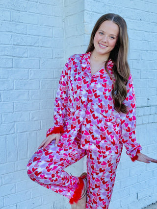 Valentine Heart Pajama Set- Curvy,lounge,LOUNGE SET,Loungewear,pajama pants,pajama set,pajama top,pajamas,PLUS,plus size,plus size valentine,Sale,Seasonal,Sets,VALENTINE,Valentine Collection,valentine pjs,valentine plus size,VALENTINES,VALENTINES GIFT,VALENTINES TOP,VALENTINES TSHIRT-Ace of Grace Women's Boutique