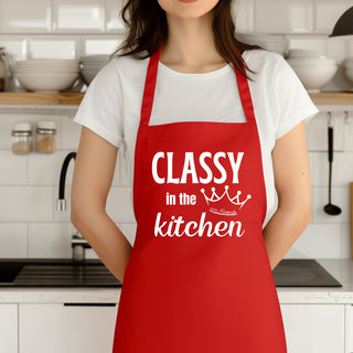 CLASSY Aprons • Miranda- Accessories, Apron, Classy, Cooking, Corn dip, Kitchen, Miranda, Stay classy-Classy in the Kitchen-Red-Ace of Grace Women's Boutique