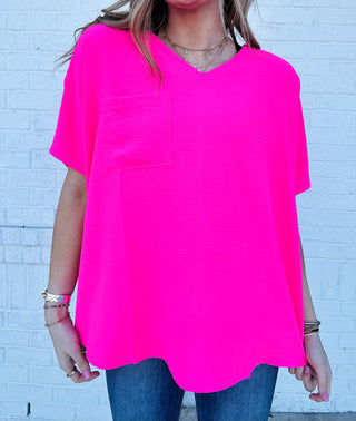 Classic Vibrant Perfect For Work Top | 6 Colors- clothing, Curvy, Perfect for work, TOP, Tops, vibrant, WORK SHIRT, WORK TOP-Neon Fuchsia-S-Ace of Grace Women's Boutique