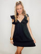 Black Ruffled Tie Back Dress- black dress, dress, flowy dress, game day, game day dress, game days, open back-Ace of Grace Women's Boutique