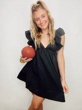 Black Ruffled Tie Back Dress
