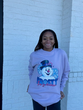 Lavender Frosty Snowman Sweatshirt- christmas sweatshirt,comfy sweatshirt,Frosty,Seasonal,Snowman,Tops-Ace of Grace Women's Boutique