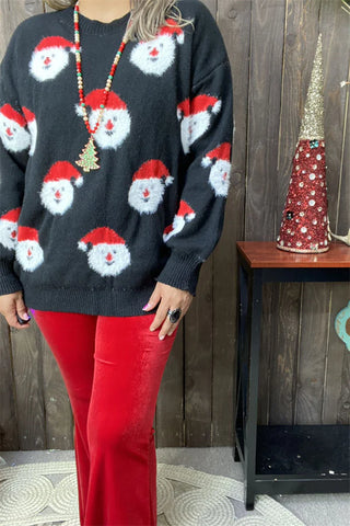 Soft and Fuzzy Santa Sweater- Curvy,Santa,SANTA BABY,Santa shirt,Seasonal,Tops-Ace of Grace Women's Boutique
