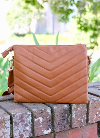 Ariana Quilted Crossbody - Camel- -Ace of Grace Women's Boutique