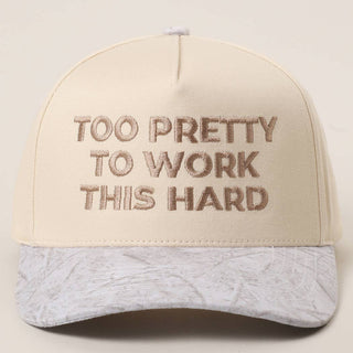 Too Pretty To Work This Hard Trucker Hat- Accessories,accessory,HAT,hats,trucker,trucker hat,trucker hats-One Size-WHITE CAMO-Ace of Grace Women's Boutique