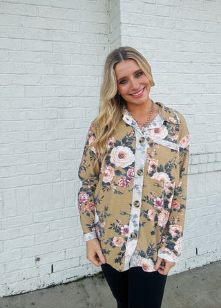 Soft Floral Button Up Top- clothing,Curvy,floral,floral print,FLORAL TOP,florals,Tops-Ace of Grace Women's Boutique