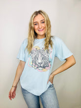 Light Blue Floral Leopard Graphic Tee