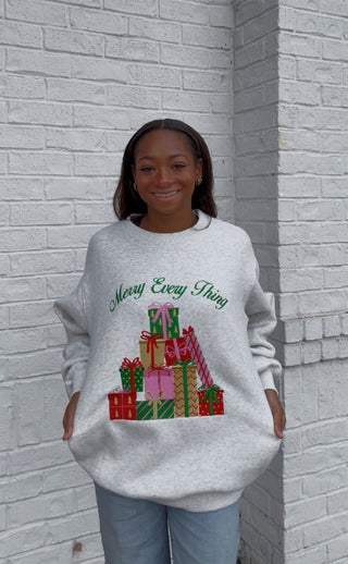 Merry Everything Embroidered Sweatshirt- CHRISTMAS,CHRISTMAS CHEER,CHRISTMAS SHIRT,christmas sweatshirt,Christmas tee,christmas top,clothing,comfy sweatshirt,MERRY CHRISTMAS,oversized sweatshirt,Seasonal,sweatshirt,Tops-Ace of Grace Women's Boutique