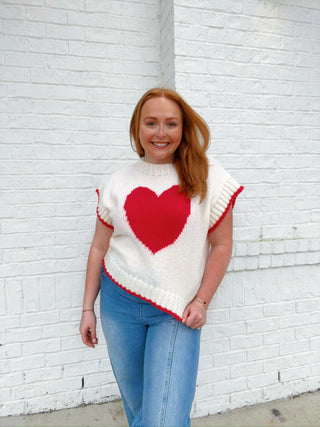 Boxy Heart Sweater Top- clothing, crop sweater, cropped sweater, HEART, heart dress, heart sweater, HEARTS, pink sweater, RED SWEATER, Seasonal, SWEATER, SWEATER TANK, sweater top, SWEATER VEST, sweaters, Tops, VALENTINE, Valentine Collection, valentine pullover, VALENTINES, VALENTINES DRESS, VALENTINES TOP, VEST-Ace of Grace Women's Boutique