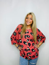 Red Oversized Cheetah Top