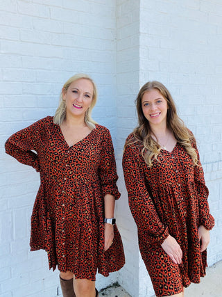 Animal Print Tiered Dress- animal,ANIMAL PRINT,BUTTON UP DRESS,CHEETAH DRESS,church dress,curv,Curvy,dress,dresses & rompers,Dressy,FALL,fall clothes,fall transition,LEOPARD DRESS,Midi Dress,mini dress,PLUS,plus dress,plus size-Ace of Grace Women's Boutique
