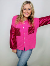 Pink Sparkle Button Up Shacket