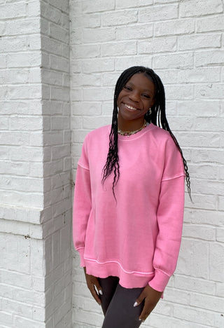 Hi-Low Pullover with Pocket- clothing, Hi, HOT PINK, hot pink top, lavendar, lavender, LAVENDER TEE, LAVENDER TOP, oversized sweatshirt, pink, pink pullover, pink sweatshirt, pullover, purple sweatshirt, sweatshirt, SWEATSHIRTS, teal, TEAL SHIRT, TEAL TOP, Tops, Xlothi-Ace of Grace Women's Boutique