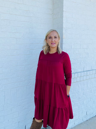 LONG SLEEVE TIERED DRESS- Curvy,Dresses & Rompers,plus,plus dress,plus jeans,plus size-Ace of Grace Women's Boutique