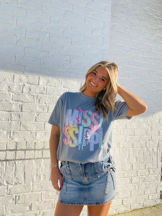 Mississippi Faux Embroidery T-Shirt- COMFORT COLOR,Curvy,graphic,graphic T-shirt,GRAPHIC TEE,Graphic Tees,graphic tshirt,high tops,Mississippi,OVERSIZED TOP,PLUS,plus size,plus size graphic tee,PLUS SIZE TEE,PLUS SIZE TOP,plus sizes,TOP,Tops-Ace of Grace Women's Boutique
