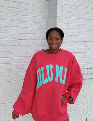 Lulu Mac Sweatshirt Coral & Mint- Curvy,Lulu,Lulu mac,Tops-Ace of Grace Women's Boutique
