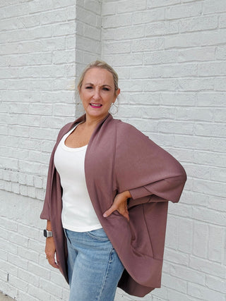 Scuba Cocoon Style Cardigan-Sweater- cardigan,COMFY,JACKET,Lulu,outerwear,Scuba,Tops-Ace of Grace Women's Boutique