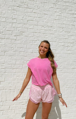 Bow Print Active Shorts- active,active romper,ACTIVE SHORTS,active top,Athleisure,athlete,athletic,athletic shorts,Bottoms,BOW,Bow detail,BOWS,clothing,floral,LOVE,Love shack-Ace of Grace Women's Boutique