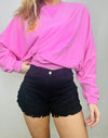 Black Tiered Raw Edge Denim Shorts- black denim, Black Denim short, denim shorts-Ace of Grace Women's Boutique