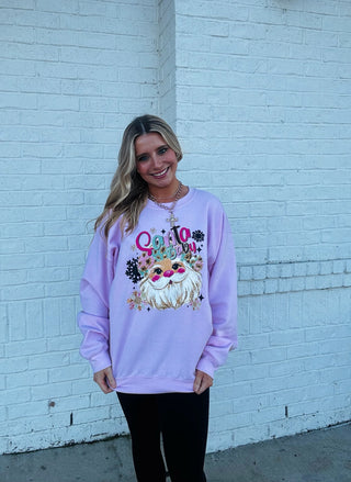 Pink Santa Baby Sweatshirt- CHRISTMAS,CHRISTMAS SHIRT,christmas sweatshirt,christmas top,clothing,Curvy,PLUS SIZE TOP,Santa,SANTA BABY,Santa shirt,SANTA’S FAVORITE,Seasonal,TOP,Tops-Ace of Grace Women's Boutique