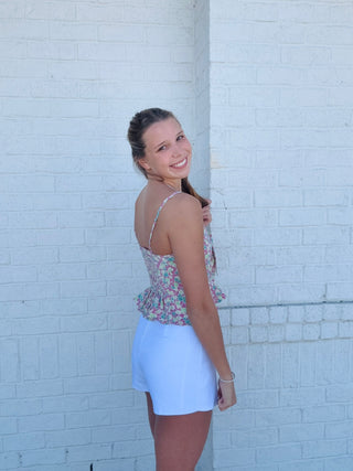 Floral Cropped Ruffle Tank- summer,summer shirt,summer tank,SUMMER TOP,Tops-Ace of Grace Women's Boutique