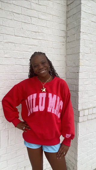 Lulu Mac Sweatshirt - Red Gingham- Curvy,Lulu,Lulu mac,Seasonal,Tops,VALENTINE,XOXO-Ace of Grace Women's Boutique