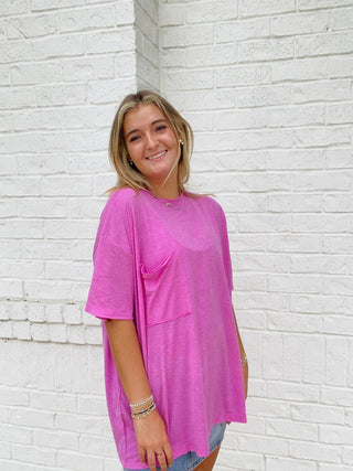 Oversized Boyfriend Pocket Tee- Boyfriend,Curvy,oversized,OVERSIZED TEE,OVERSIZED TOP,PLUS,plus size,Tops-Ace of Grace Women's Boutique