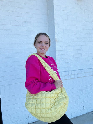Oversized Quilted Puffer Bags- bags, Free bag, gifts, People, Puffer bag, Puffy, quilted, QUILTED BAG-Yellow-Ace of Grace Women's Boutique