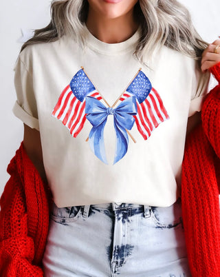 Coquette American Flags Tee (Custom)- 4th of july,AMERICAN FLAG,Curvy,Flag,flag tee,graphic,July,July 4,July 4th,PLUS,Seasonal,Tops,USA-Ace of Grace Women's Boutique